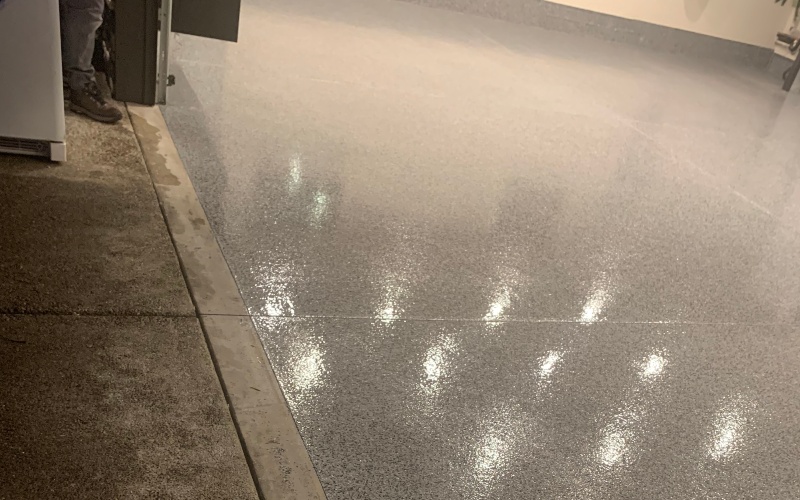Garage Floor Metallic Epoxy Installation
