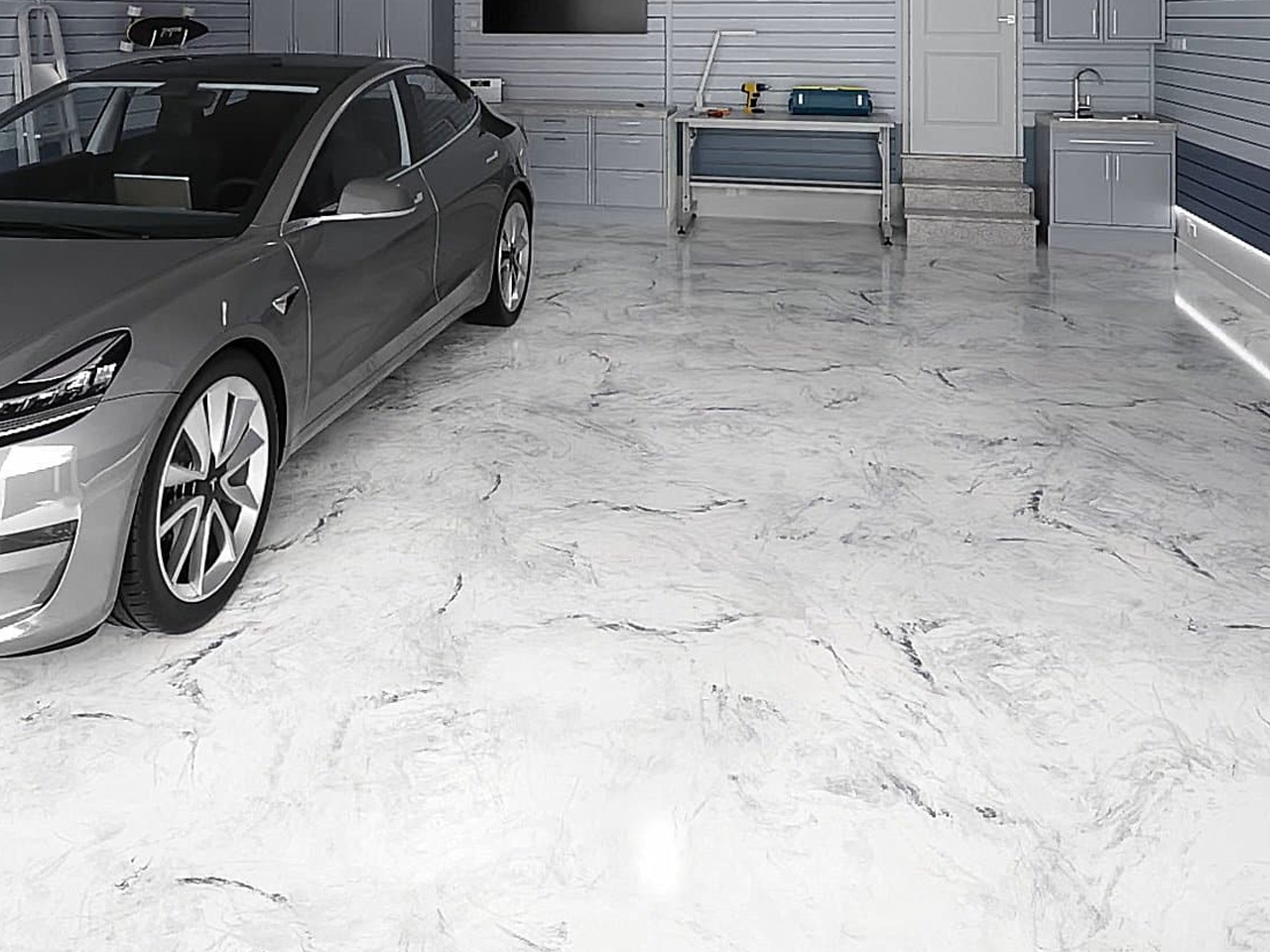 White Metallic Epoxy Floor
