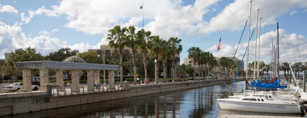 Sanford, FL with boats and lake