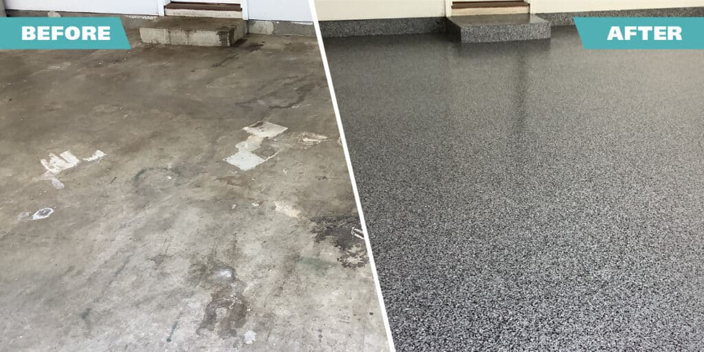 Before and After Epoxy and Polyaspartic Floor Coating by Wise Coatings