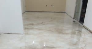 Epoxy Basement Floor With Metallic Marble Finish