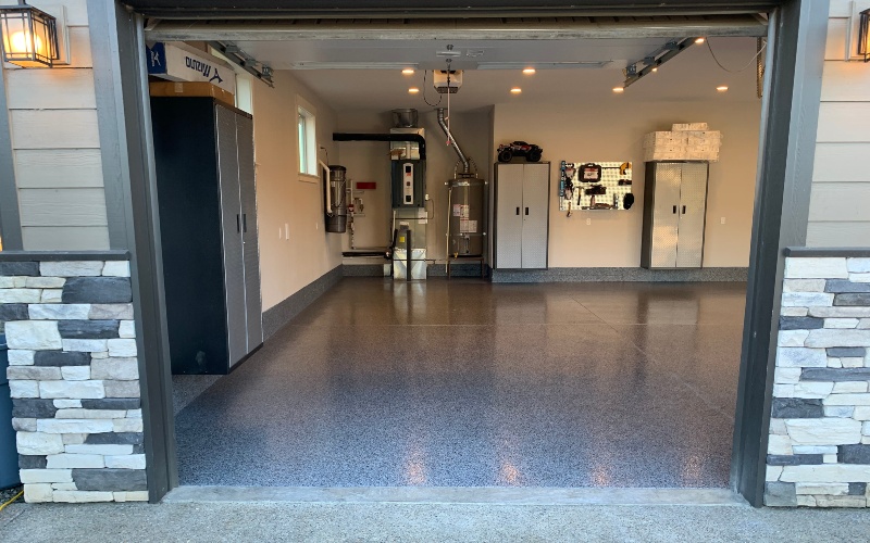 Entrance to facility that has night black epoxy flooring
